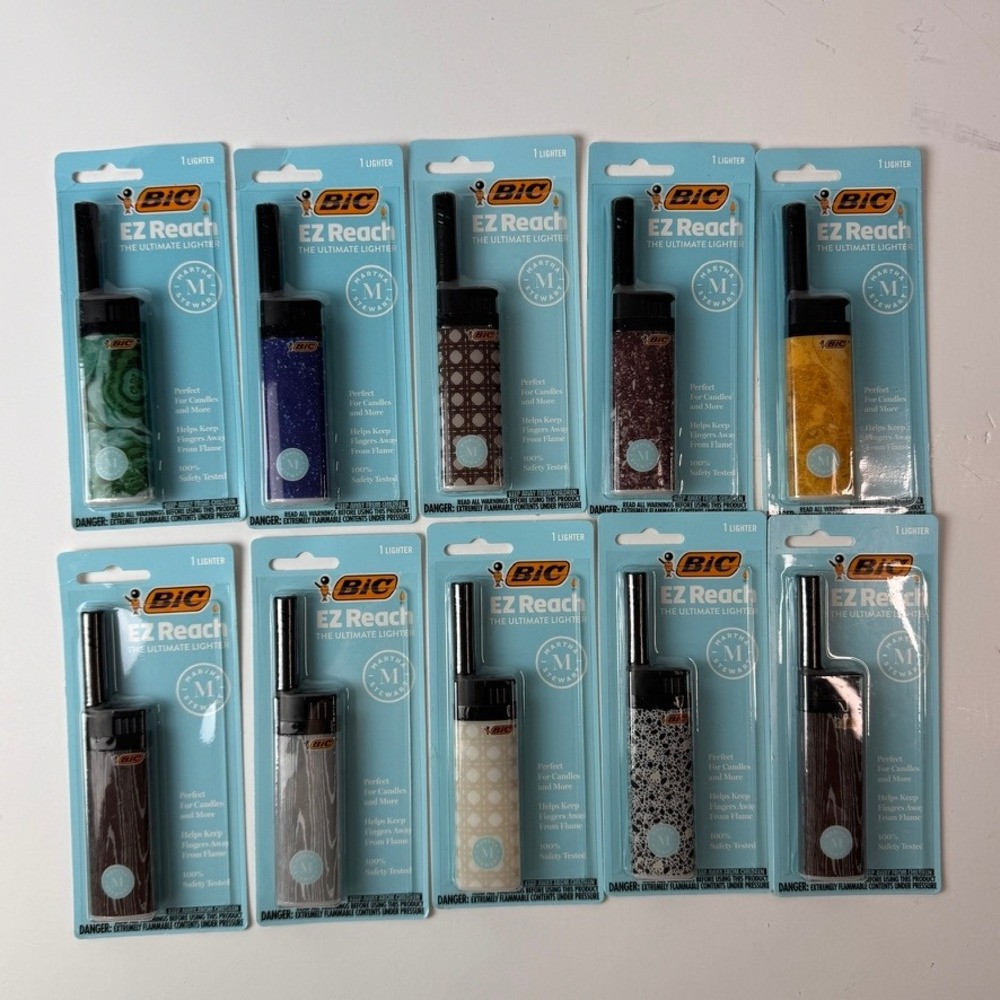 BIC EZ Reach Martha Stewart Lighters 10 Pack Assorted Designs Candle Grill
